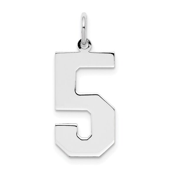 Sterling Silver, Athletic Collection, Large Polished Number 5 Pendant - Picture 1 of 5